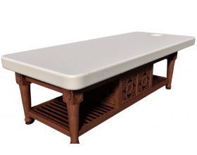 GIƯỜNG MASSAGE BODY GỖ CĂM XE CÓ HOA VĂN ĐIÊU KHẮC CAO CẤP